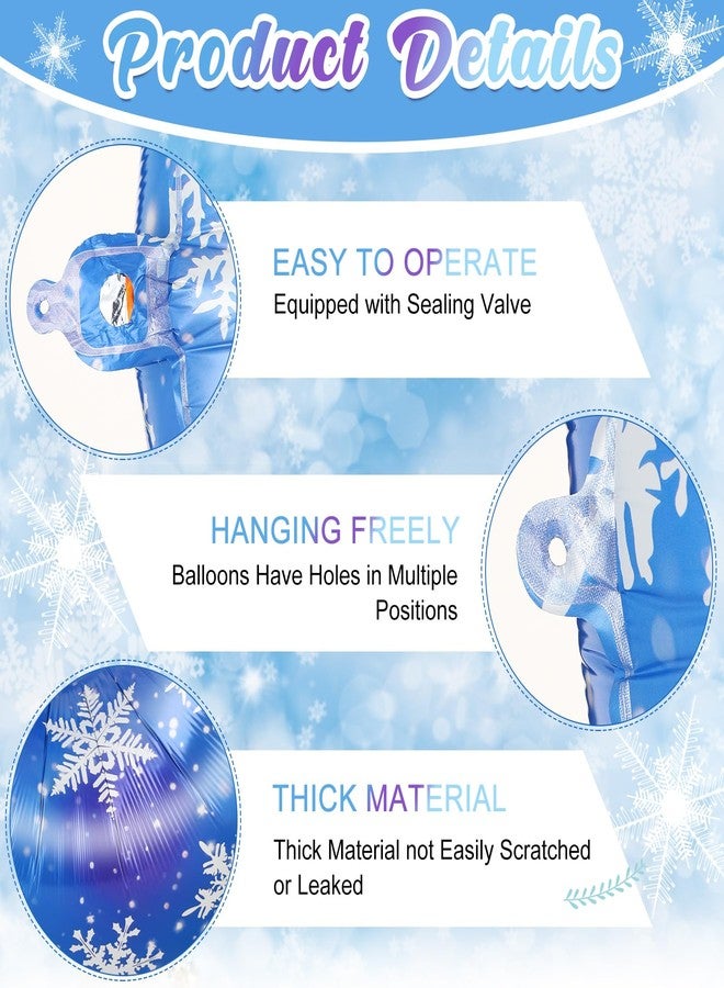 Lunmon 40 Inch Blue Snowflake Balloon Number Birthday Balloons Decorations for Girls Birthday Snowflake Themed Party Supplies Winter Party Decorations(Number 5) - Image 3